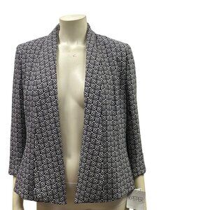 Kasper Womens Black & White Patterned Open-Front Blazer Jacket Size 6‎ NWT